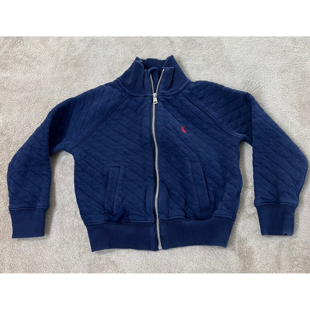 Polo Ralph Lauren Jacket Kids Boys 4Y Navy Blue Quilted Full-Zip Coat EUC